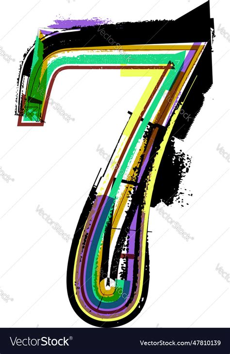 Art sketched fonts number symbols number 7 Vector Image