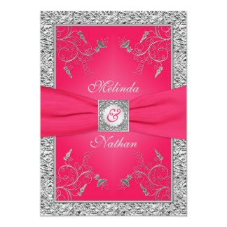 Hot Pink And Silver Wedding Invitations & Announcements | Zazzle