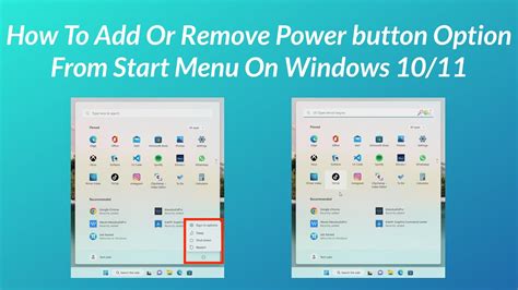 How To Add Or Remove Power Button Option From Start Menu On Windows 10