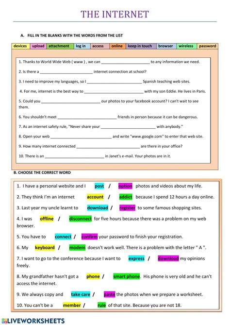 Internet Language Online Worksheet For Th Grade You Can Do The