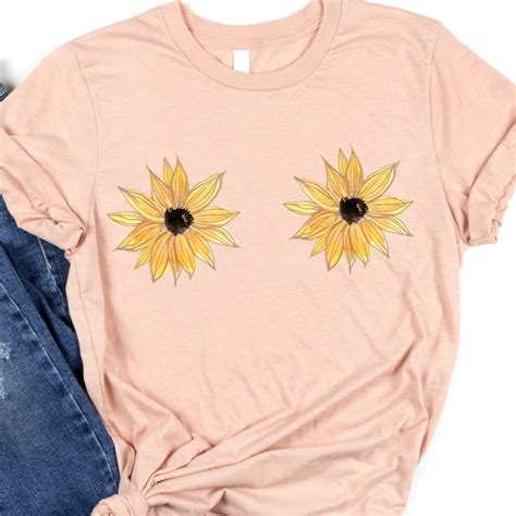 Boobies Shirt Boob Shirt Sunflower Cancer Awareness Shirt Etsy