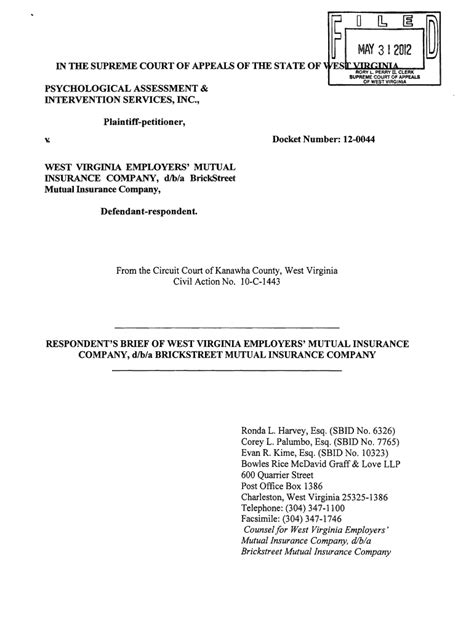 Fillable Online Courtswv Respondent S Brief Psychological Assessment