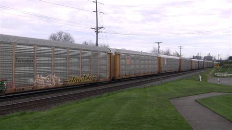 BNSF 6021 With CREX 1326 Lead An Vehicle Train Old Town Tacoma WA W