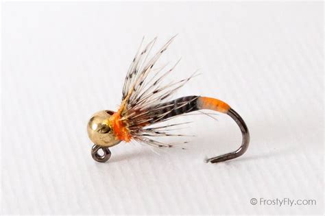 Orange Double Hot Spot Jig Barbless Nymph Frostyfly