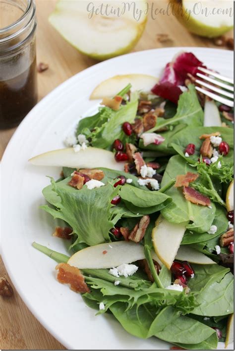 Pear Bacon And Goat Cheese Salad With Maple Balsamic Vinaigrette