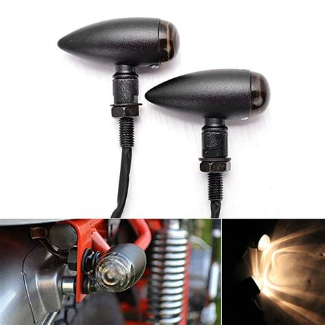 Motorcycle Black Bullet Turn Signals Amber Lights Blinkers For Harley