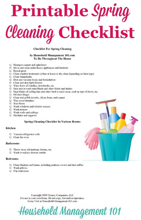 Printable Spring Cleaning Checklist