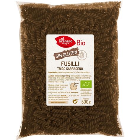 Bio fusilli de trigo sarraceno sin gluten y ecológico envase 500 g EL