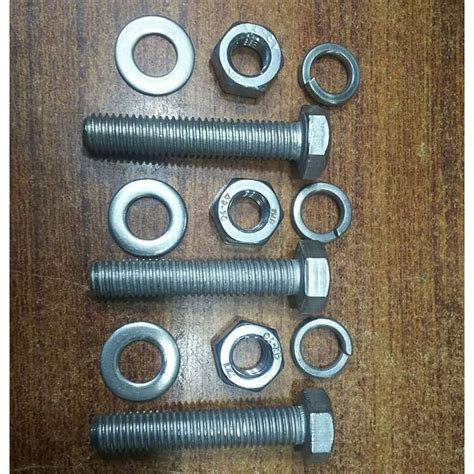 Hexagonal Full Thread Stainless Steel Nut Bolt Washer Set Fittings For