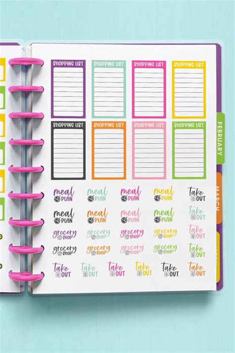 Meal Planning Stickers Free Printable Digital Menu Planning