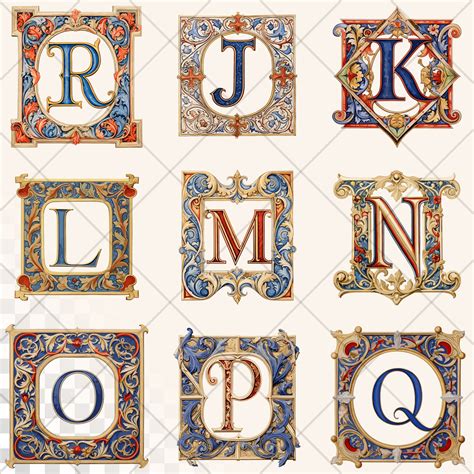 Byzantine Alphabet Bundle Transparent PNG Download Illuminated ...