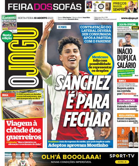 Capa Jornal O Jogo Agosto Capasjornais Pt