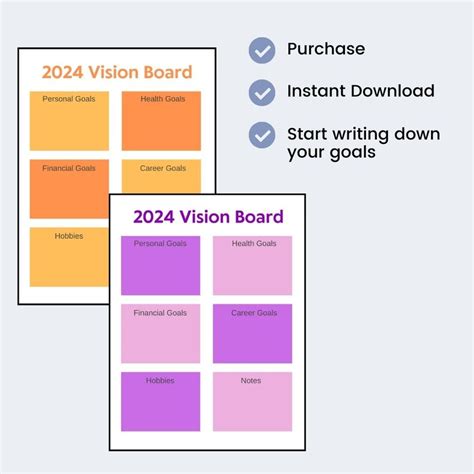 2024 Vision Board Printables Vision Board Digital Goal Planner