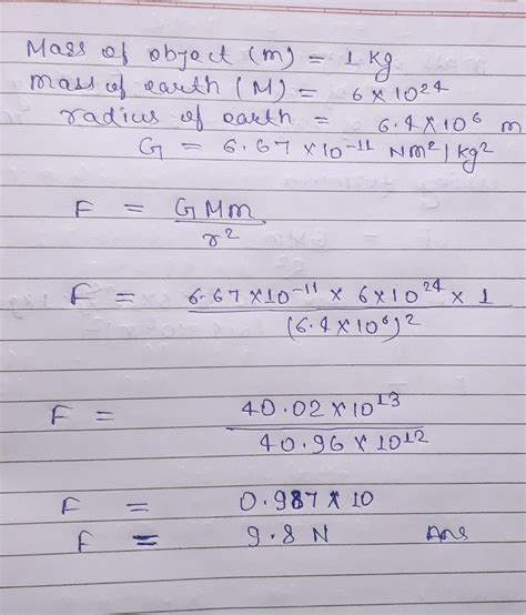 What Is The Magnitude Of Gravitational Force Between The Earth And Kg