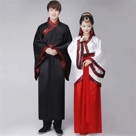 Chinese Traditional Hanfu Men Women Black White Male Hanfu Cosplay