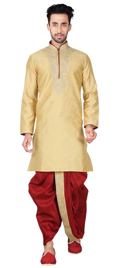 Gold Color Bhagalpuri Silk Fabric Dhoti Kurta 505923