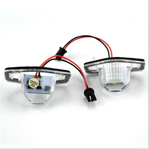 Pair Led Number License Plate Light Xenon White For Honda Jazz Fit Cr