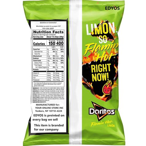 Doritos Flamin Hot Limon Flavored Tortilla Corn Chips 2 75 Oz 3 Pack