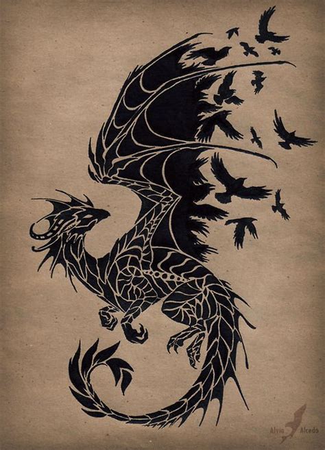 dragons-of-lore: Black raven dragon by AlviaAlcedo | Dragon tattoo ...