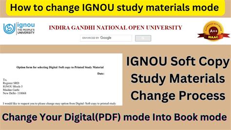 IGNOU Soft Copy Study Materials Change Process How To Change Study