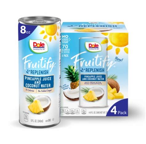 DOLE Fruitify Replenish Pineapple Juice And Coconut Water Blend 4 Ct