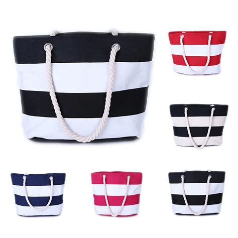 Wholesale Stripe Large Canvas Beach Bags Promotional Custom Canvas Rope Beach Bag Buy Canvas