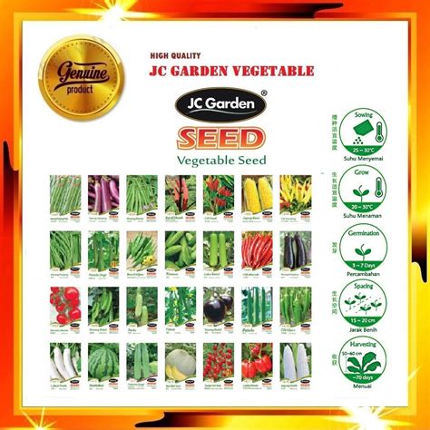 JC Garden Vegetable Seeds Terung Kacang Peria Petola Cili