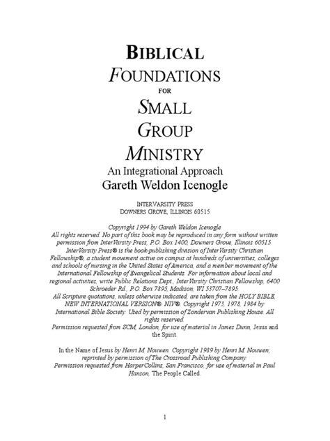 Biblical Foundations For A Small Group Ministry Pdf Trinity God The Father