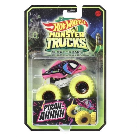 Carrinho Hot Wheels Monster Trucks Brilha No Escuro Piran Ahhhh Piranha HGX14 Pronta Entrega