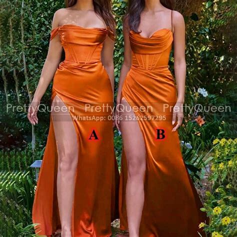 High Split Long Bridesmaid Dresses Pleat Mermaid Off Shoulder Plus Size