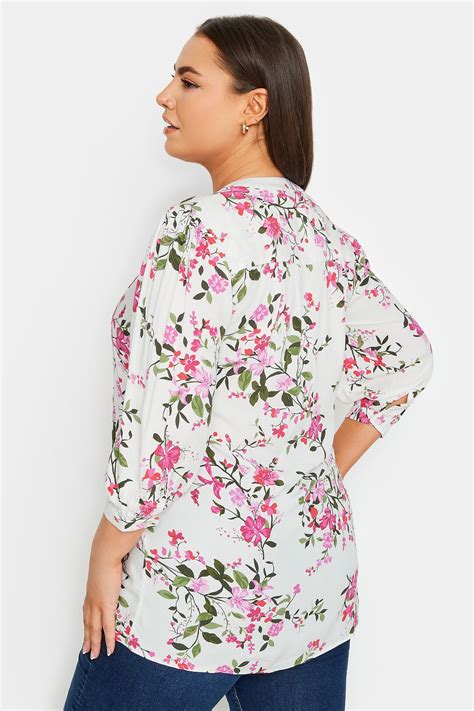 Yours Plus Size Pink And White Floral Print Pintuck Blouse Yours Clothing