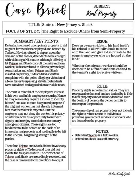 Legal Case Note Template