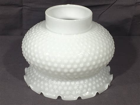 Vintage White Lamp Shade Hobnail Glass Cover Decorative Kerosene Lamp Shade Ruffled Glass