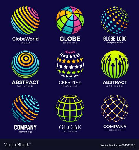 Globe logo stylized circle shapes for business Vector Image