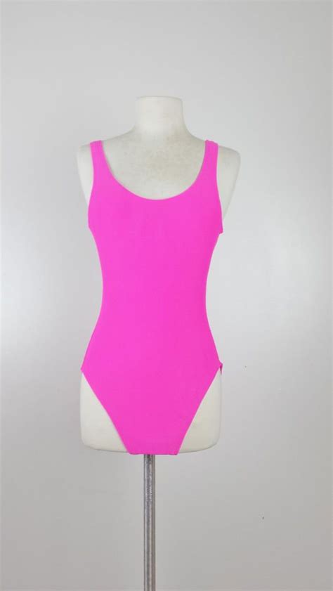 Vintage Hot Pink Low Back One Piece Swimsuit Sz One Piece One Piece Swimsuit Swimsuits