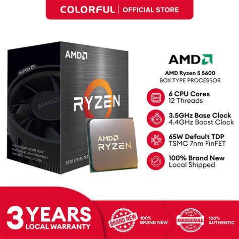 AMD Ryzen™ 5 5600 Boxed Processor w/ Wraith Stealth Cooler / Tray Type ...