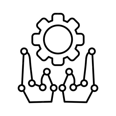 손 자동화 개요 아이콘 벡터 일러스트와 함께 기어 프리미엄 벡터