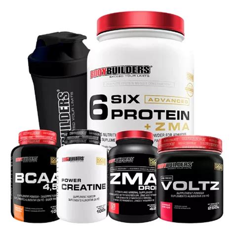 Kit Whey Protein Pre Treino Zma Creatina Bcaa Copo Sabor