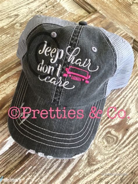 Jeep Hair Don T Care Distressed Trucker Hat Cap With Hot