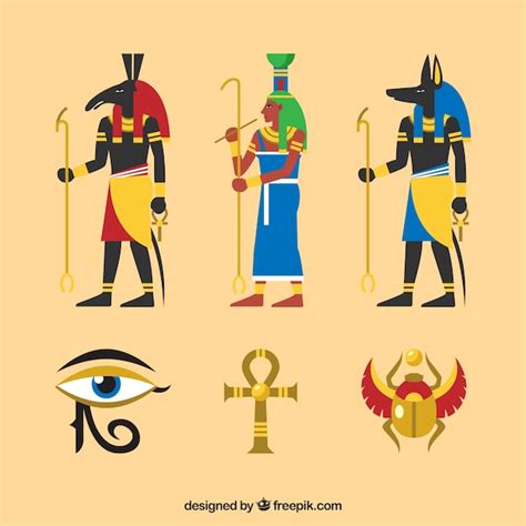 Free Vector | Egypt gods and symbols set