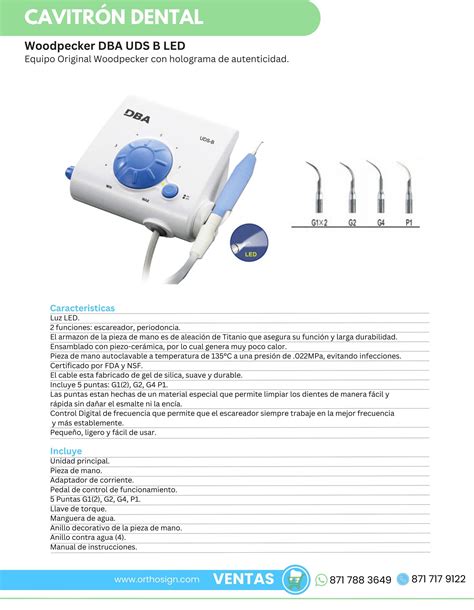 Cavitron Escareador Dental Woodpecker DBA UDS B LED