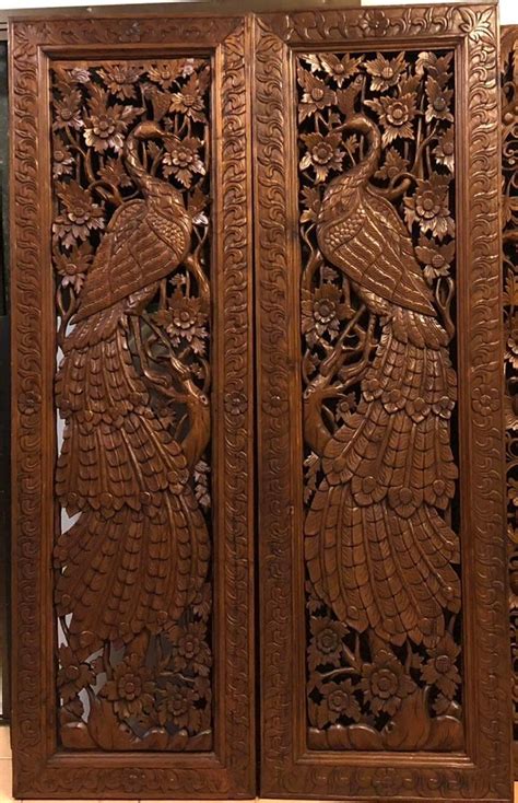 Handmade Carved Teak Door Extra Headboard Large Wood Wall Art Carved