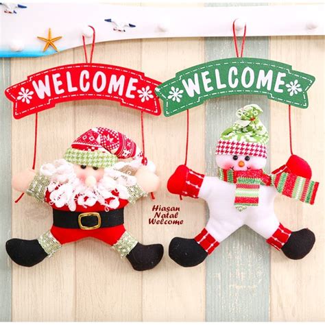 Jual Hiasan Natal Welcome Gantungan Pintu Christmas Edition Shopee