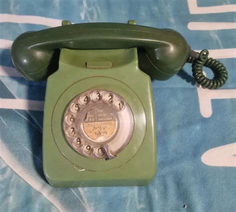 Vintage Original S Gpo Bt Rotary Dial Gna Green Telephone