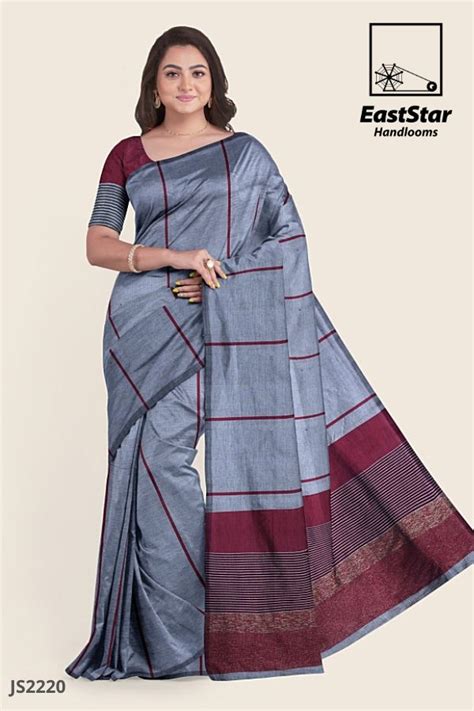 Ash and Maroon Handlooms Silk Saree JS2220 – East Star Handlooms