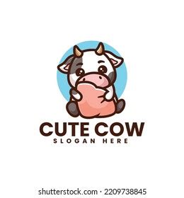 Vector Logo Illustration Cute Cow Mascot Stock Vector (Royalty Free ...