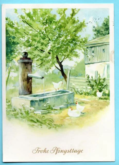 Alte Ak Postkarte Felix Skoda Brunnen H Hner Bauernhof Pfingsten Ddr