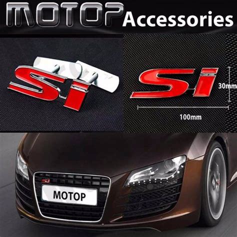 Sell Red SI Logo 3D Metal SI Racing Front Hood Grille Badge Emblem Car