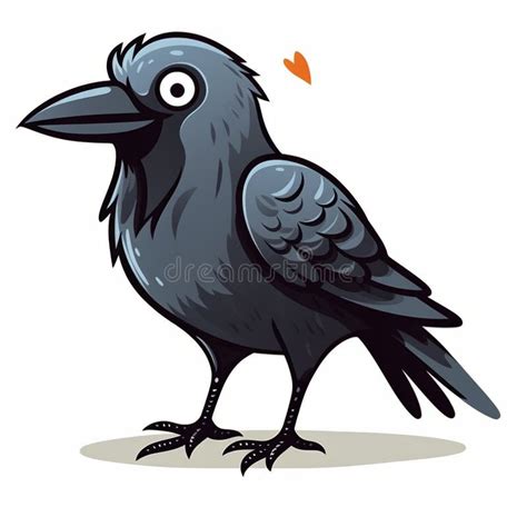 Cute Cartoon Crow Vector Illustration Isolated On A White Background