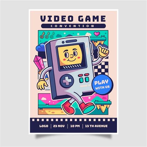 Free Vector Hand Drawn Retro Gaming Poster Template